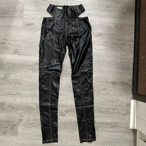Mistress Rocks Black High-Waisted faux Leather cut out Pants Sz Xs